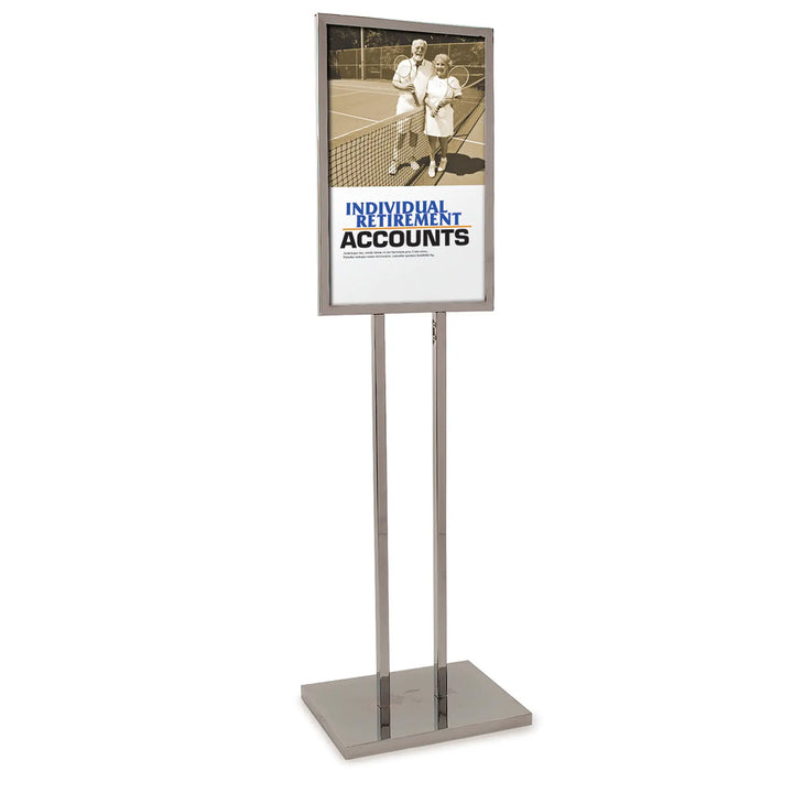 14" x 22" Bulletin Sign Holder w/ Extra-Heavy Raised Base - Chrome