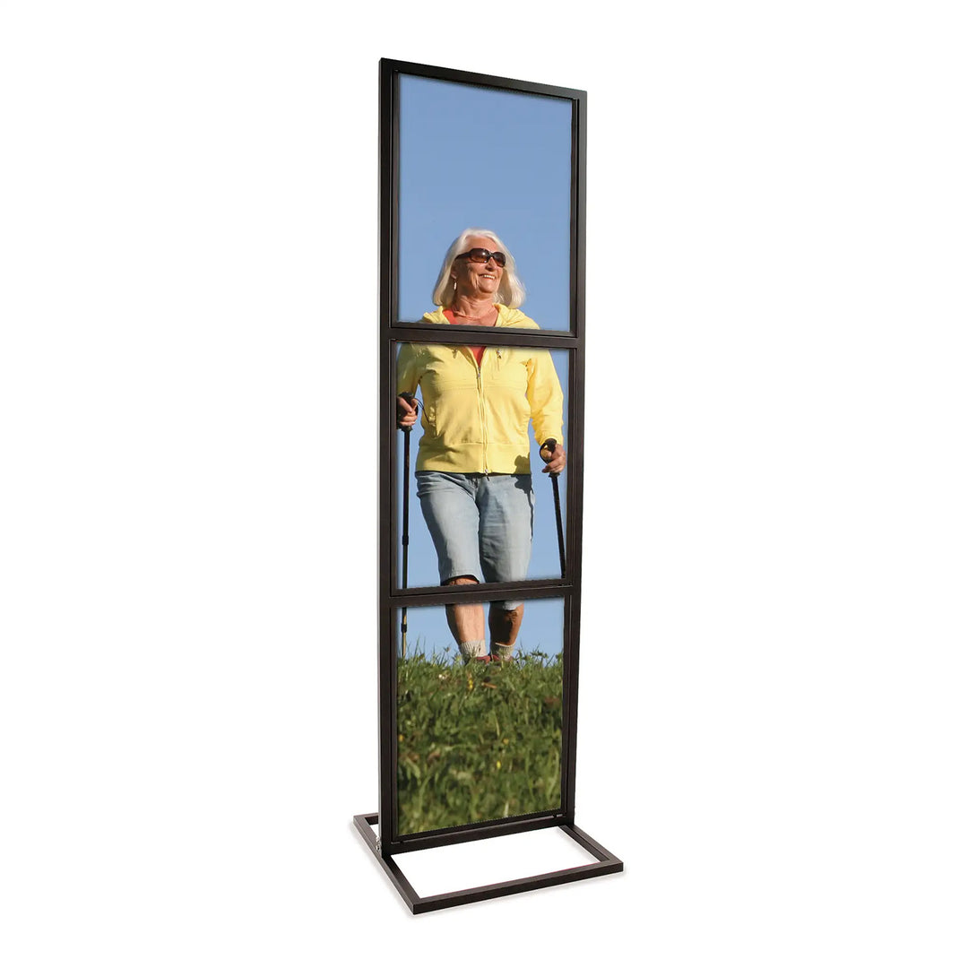 22" x 28" Triple Bulletin Sign Holder with Rectangular Tubing Base