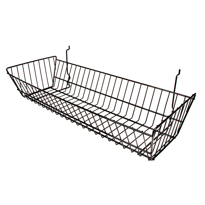 All Purpose Double Sloping Basket Fits Slatwall or Gridwall - 6 Pack
