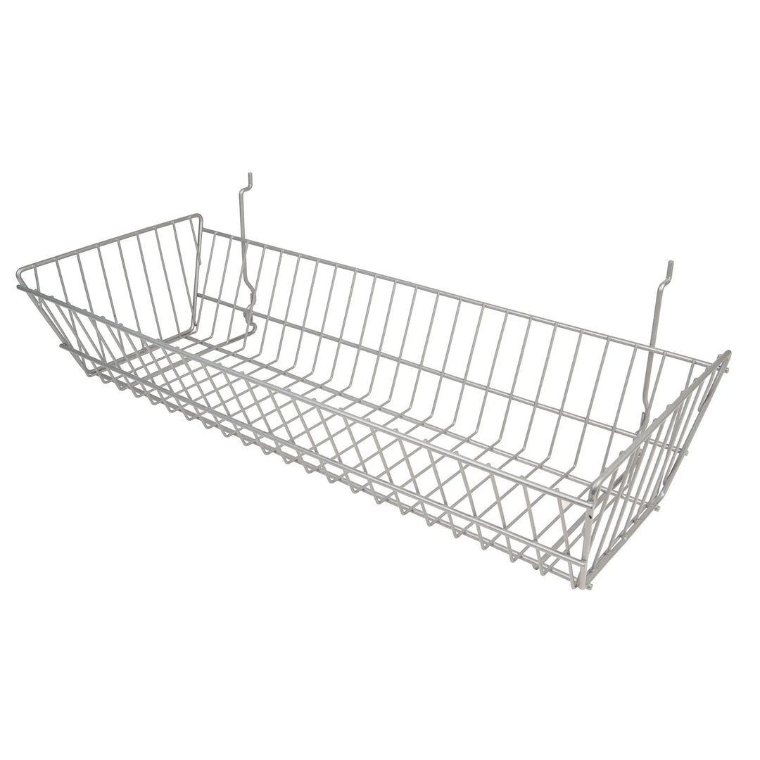 All Purpose Double Sloping Basket Fits Slatwall or Gridwall - 6 Pack