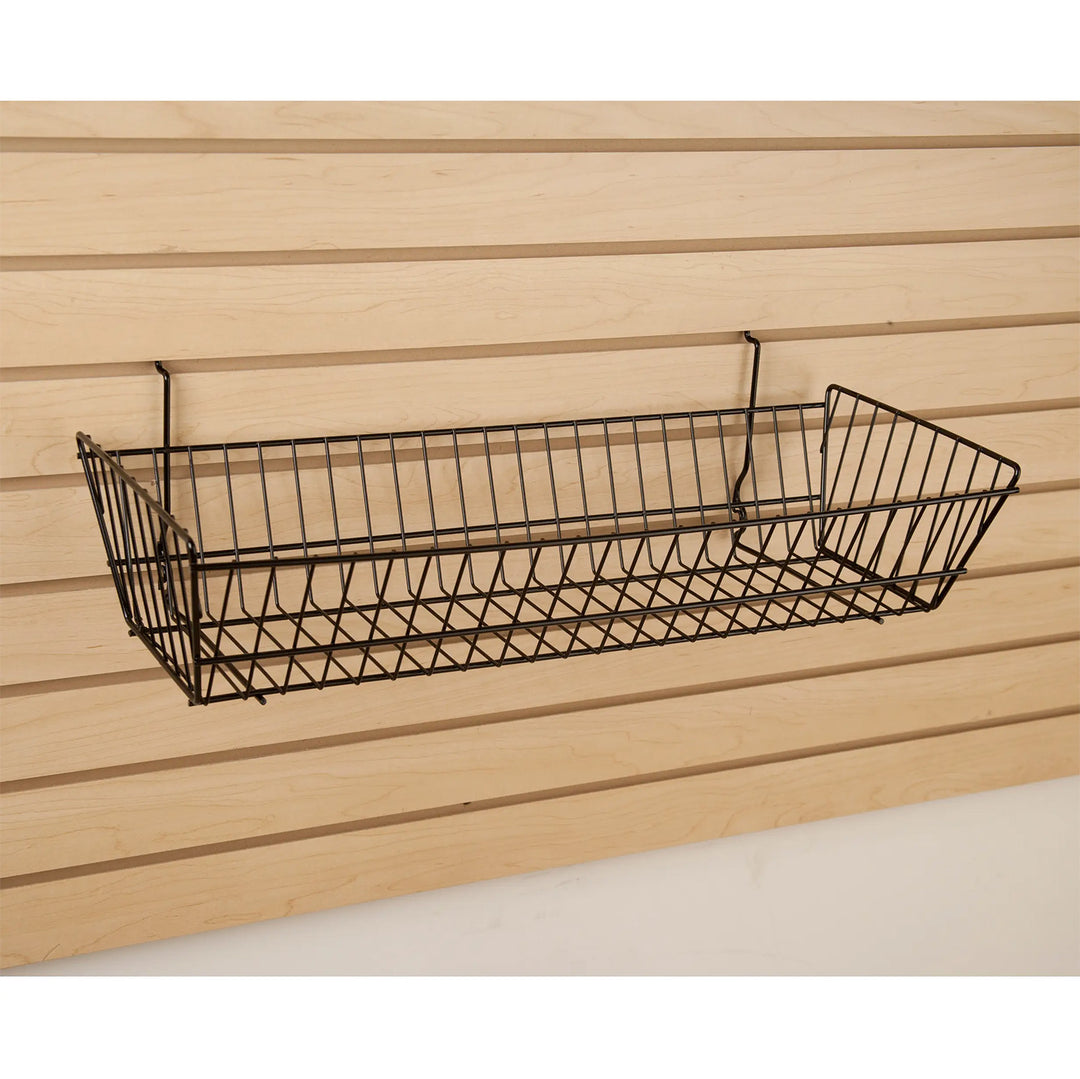All Purpose Double Sloping Basket Fits Slatwall or Gridwall - 6 Pack