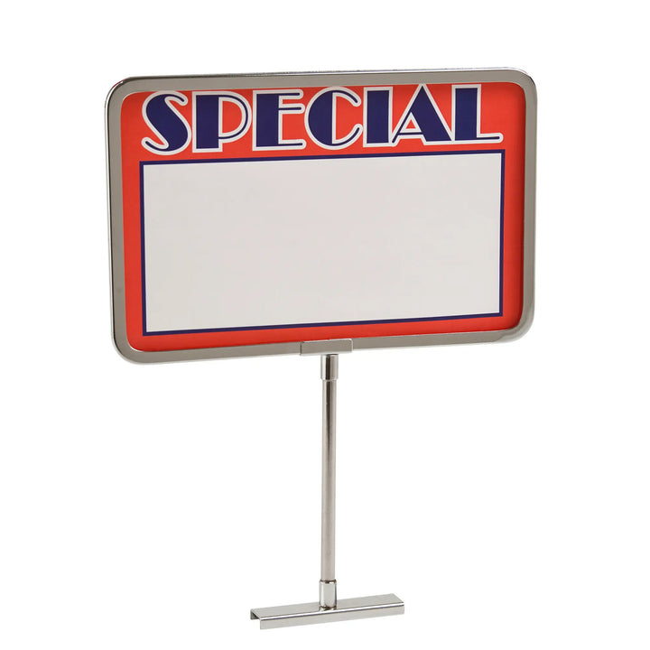 11"W x 7"H Sign Holder w/ 1/4" and 3/8" Fitting - Chrome Finish