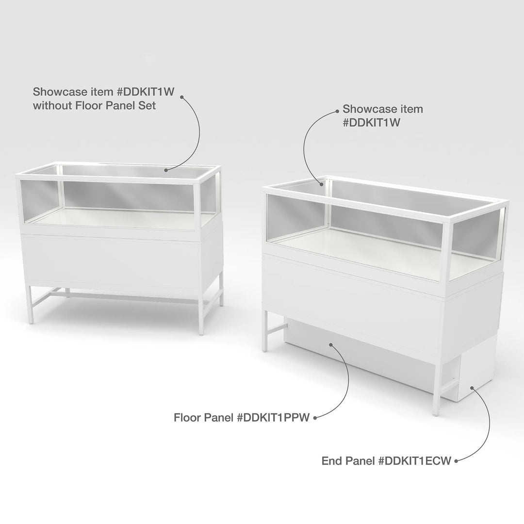 White End Privacy Panels for Display Cabinet with Storage Drawers