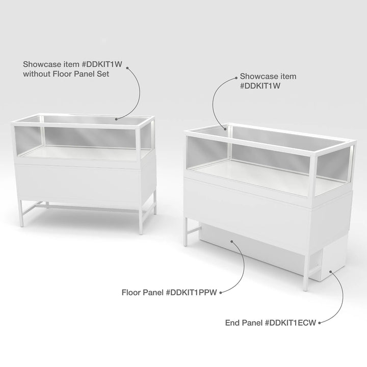 White End Privacy Panels for Display Cabinet with Storage Drawers
