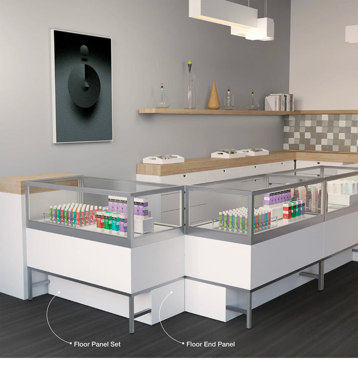 White End Privacy Panels for Display Cabinet with Storage Drawers