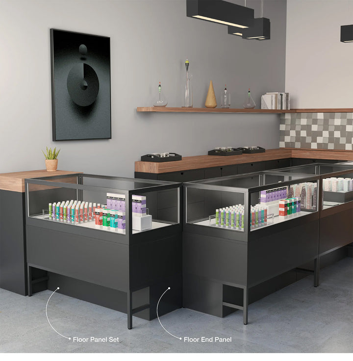 Black End Panels For Display Table Storage Cabinet with Drawers