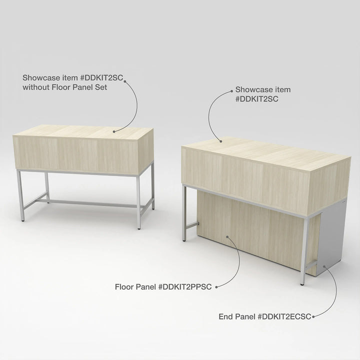 Satin Chrome End Panels For Display Table Storage Cabinet with Drawers