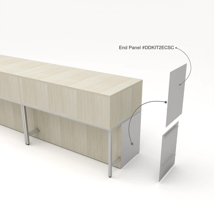 Satin Chrome End Panels For Display Table Storage Cabinet with Drawers