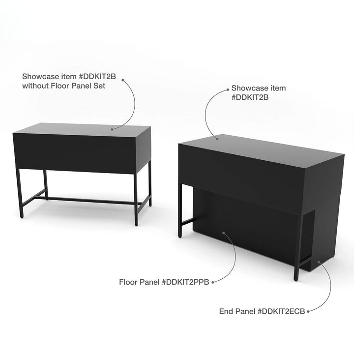 Black Front Privacy Panels For Display Table Storage Cabinet with Drawers