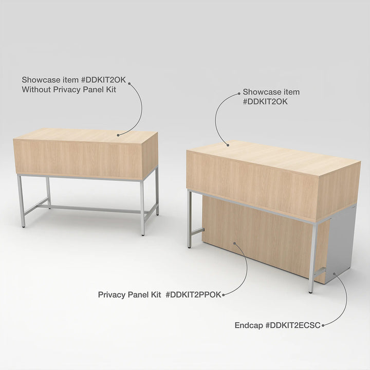 Raw Oak Front Privacy Panels For Display Table Storage Cabinet with Drawers