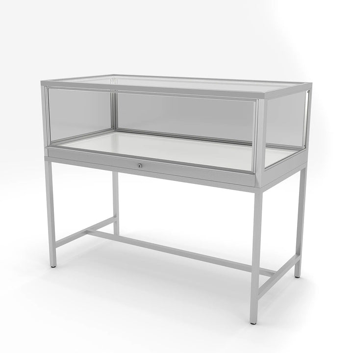 Deluxe Glass Showcase Display Cabinet - Satin Chrome