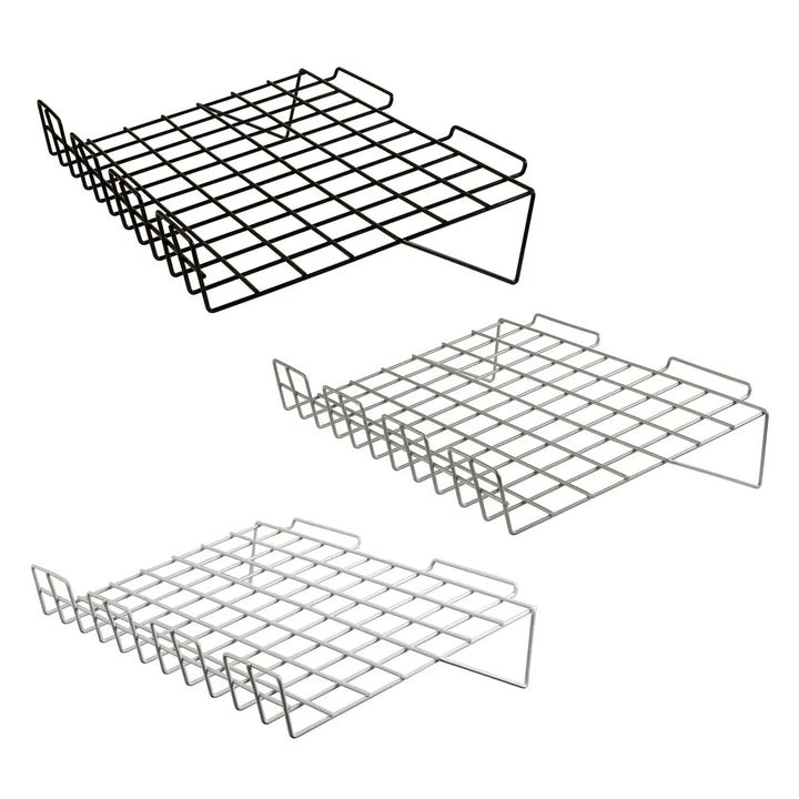 22-1/2"W x 14"L Sloping Wire Shelf with 3" Lip for Slatwall - 6 Pack
