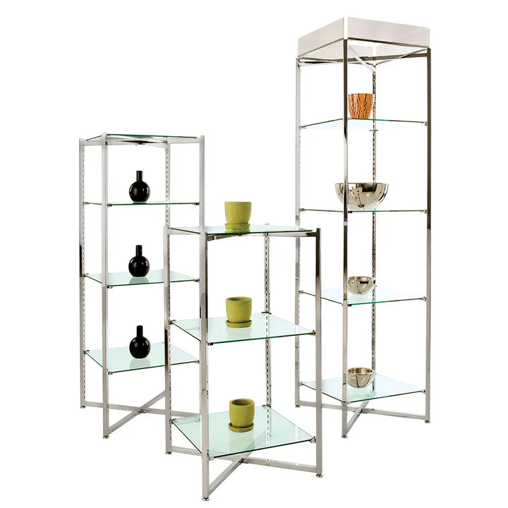 Folding Glass Tower with Chrome Finish