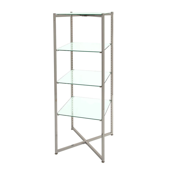 Folding Glass Tower with Chrome Finish