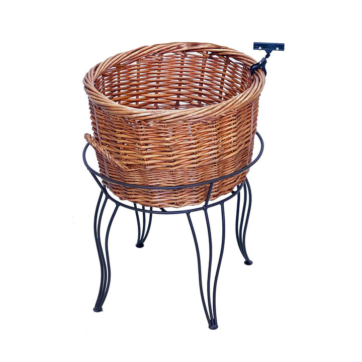 27"H Large Round Willow Basket And Floor Stand Display Rack