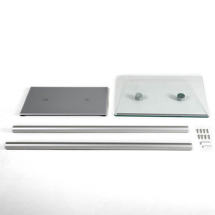 Tempered Clear Glass Podium Black Aluminum Frame and Base Lectern Pulpit Desk