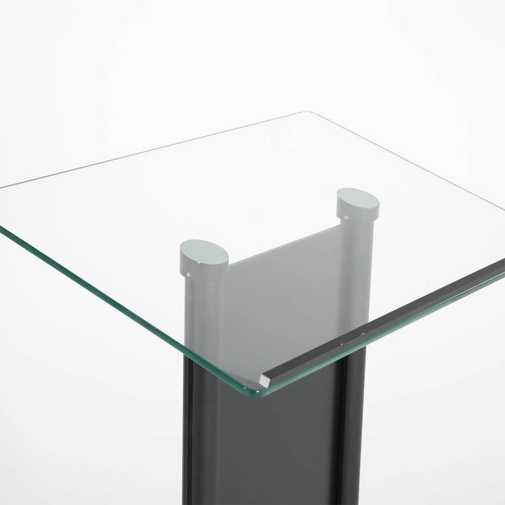 Tempered Clear Glass Podium with Aluminum Front Panel Black Lectern Pulpit Desk