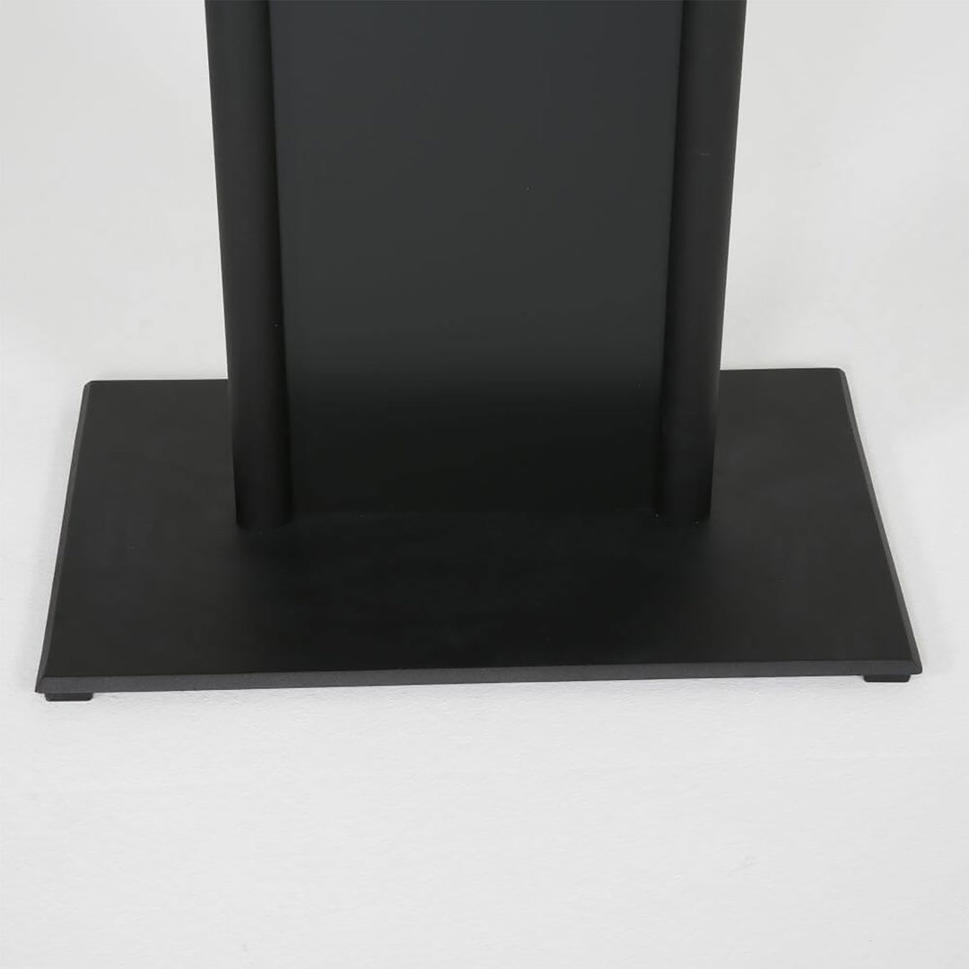 Tempered Clear Glass Podium with Aluminum Front Panel Black Lectern Pulpit Desk