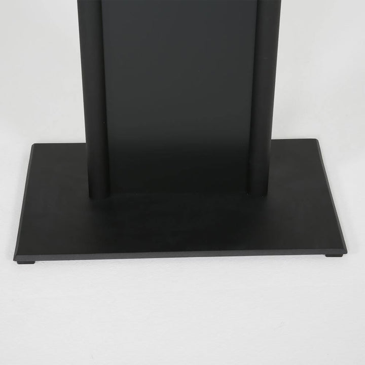 Tempered Clear Glass Podium with Aluminum Front Panel Black Lectern Pulpit Desk