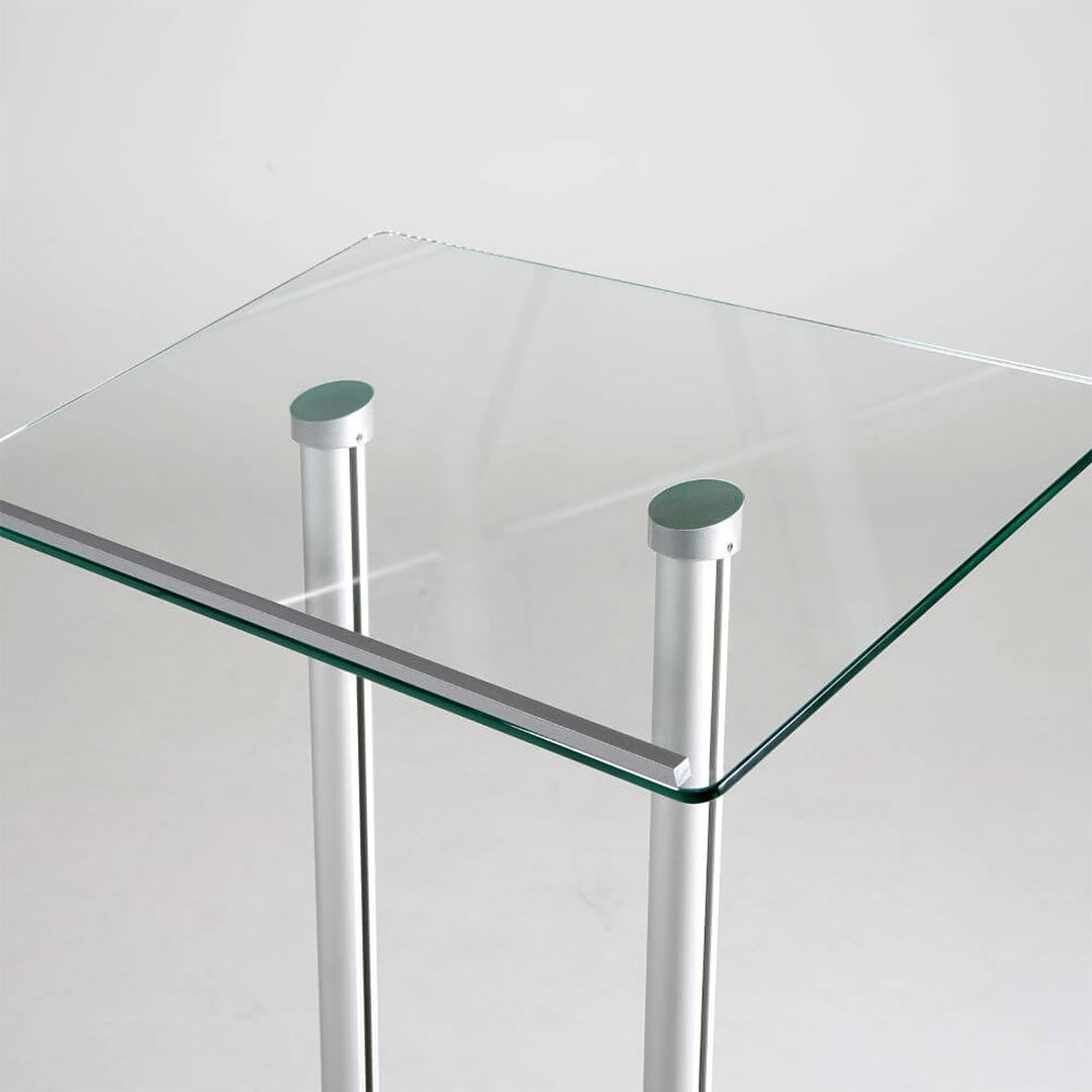 Tempered Clear Glass Podium Silver Aluminum Frame and Base Lectern Pulpit Desk