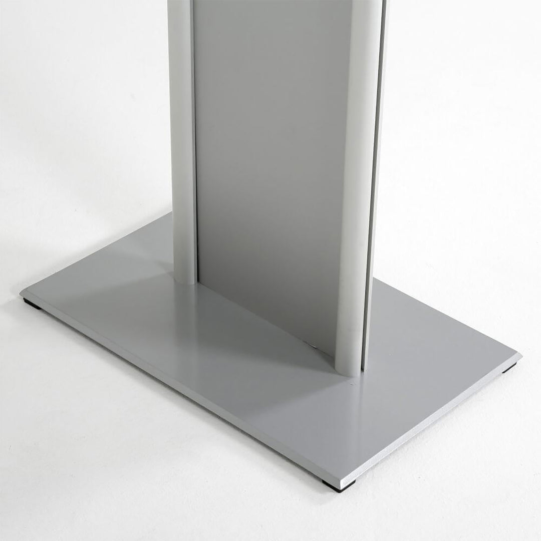 Tempered Clear Glass Podium with Aluminum Front Panel Silver Lectern Pulpit Desk