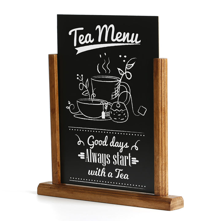 8.5"x11" Vintage Desktop Menu Holder with Chalkboard | Dark Wood (2-Pack)
