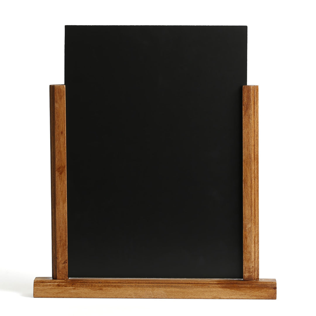 5.5"x8.5" Vintage Desktop Menu Holder with Chalkboard | Dark Wood (2-Pack)