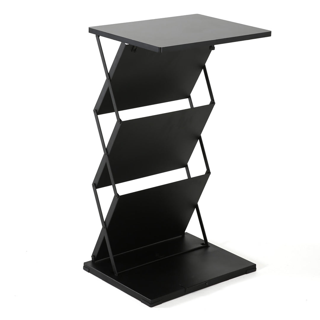 Foldable Counter with Steel Literature Holder and Carrying Bag - Black