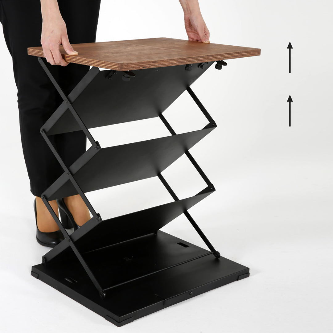 Foldable Counter with Steel Literature Holder and Carrying Bag - Black – Dark Wood