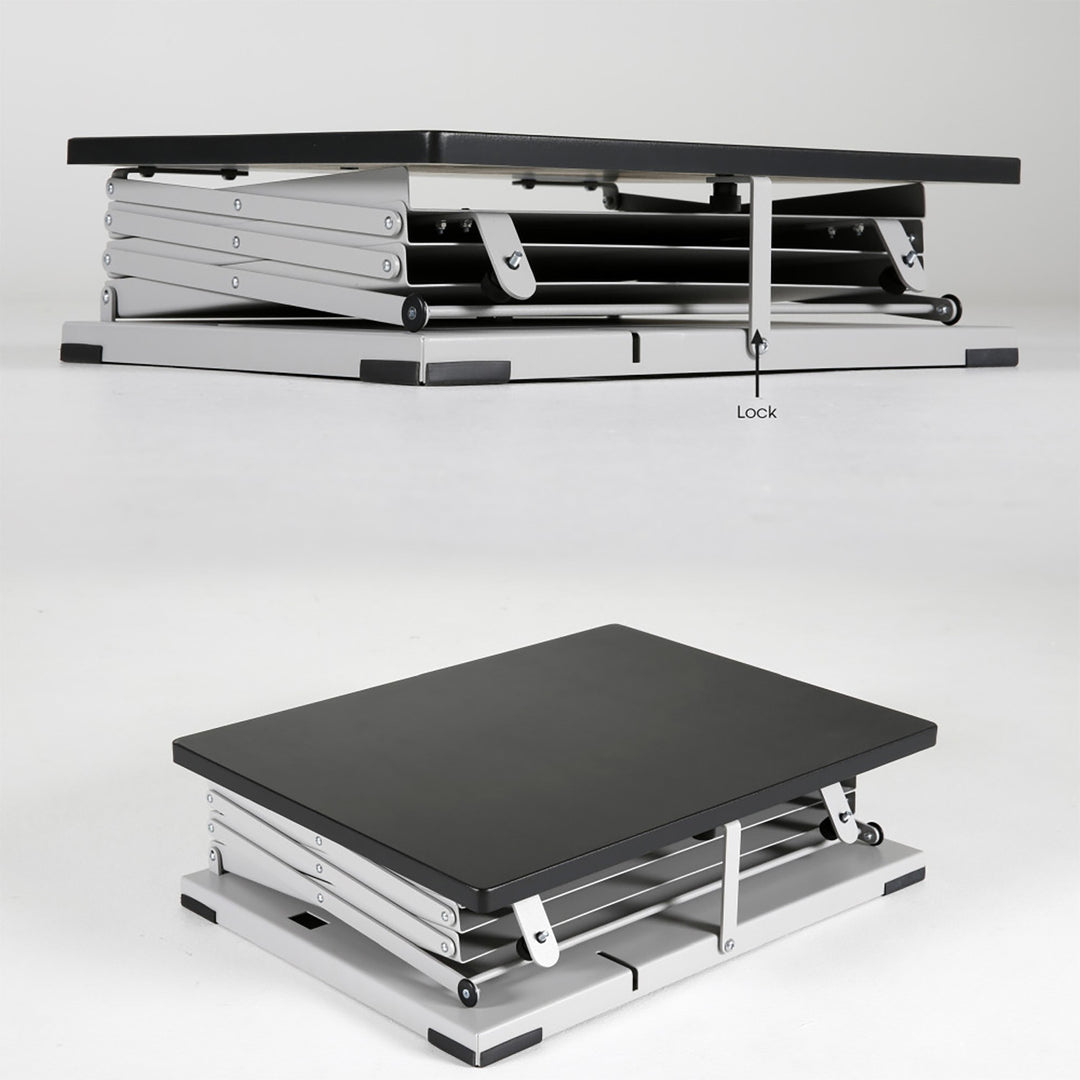 Foldable Counter with Steel Literature Holder and Carrying Bag - Gray – Black