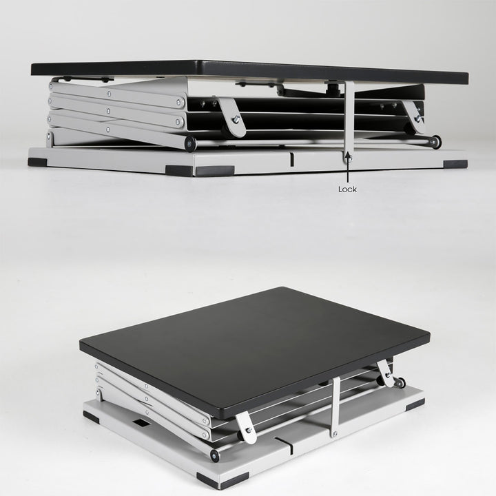 Foldable Counter with Steel Literature Holder and Carrying Bag - Gray – Black