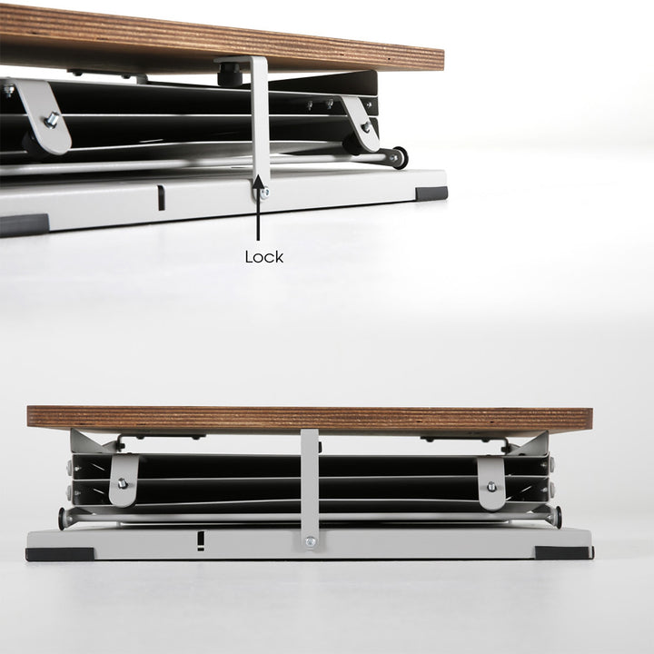 Foldable Counter with Steel Literature Holder and Carrying Bag - Gray – Dark Wood