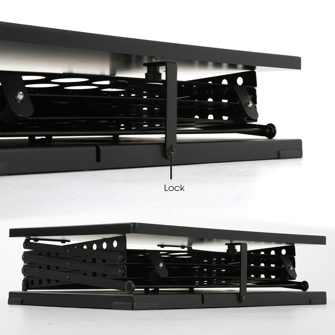 Foldable Counter with Perforated Literature Holder and Carrying Bag - Black