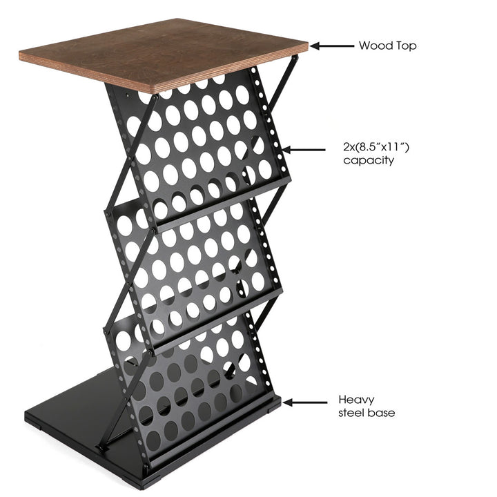 Foldable Counter with Perforated Literature Holder and Carrying Bag - Black - Dark Wood