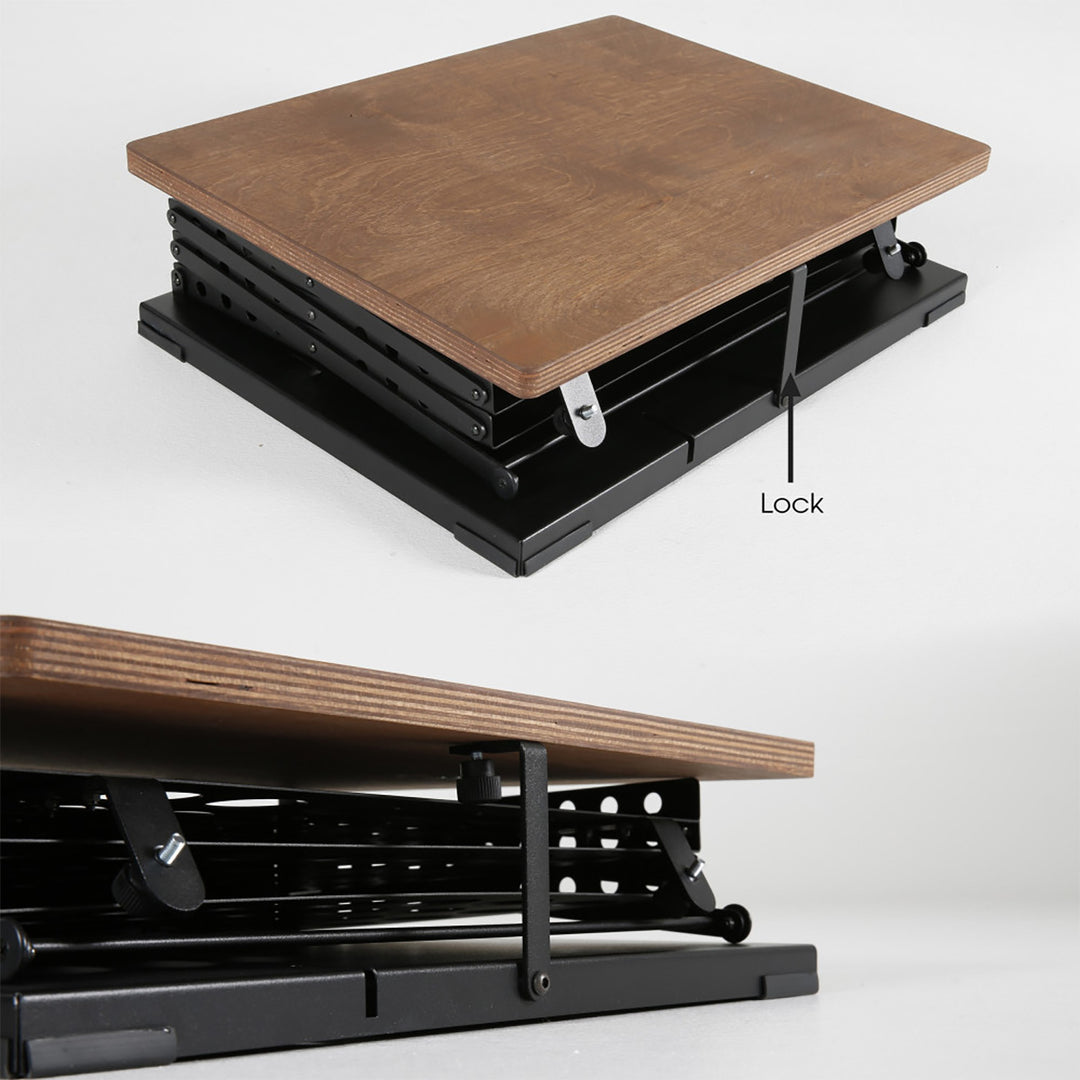 Foldable Counter with Perforated Literature Holder and Carrying Bag - Black - Dark Wood