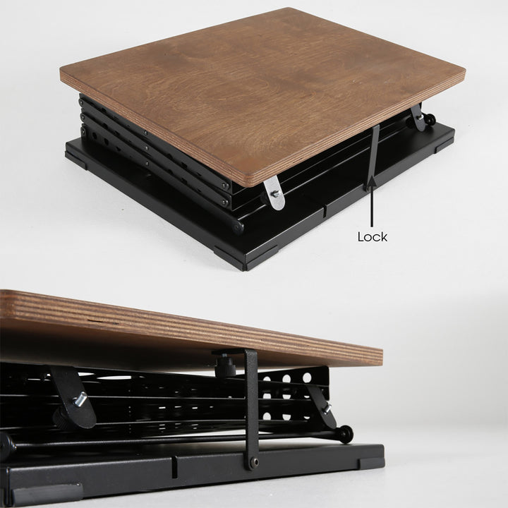 Foldable Counter with Perforated Literature Holder and Carrying Bag - Black - Dark Wood