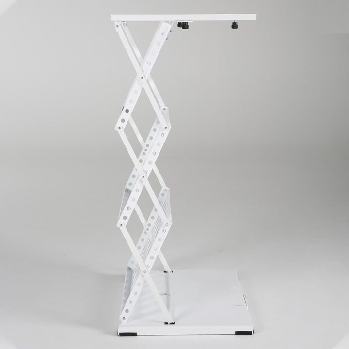 Foldable Counter with Perforated Literature Holder and Carrying Bag - White