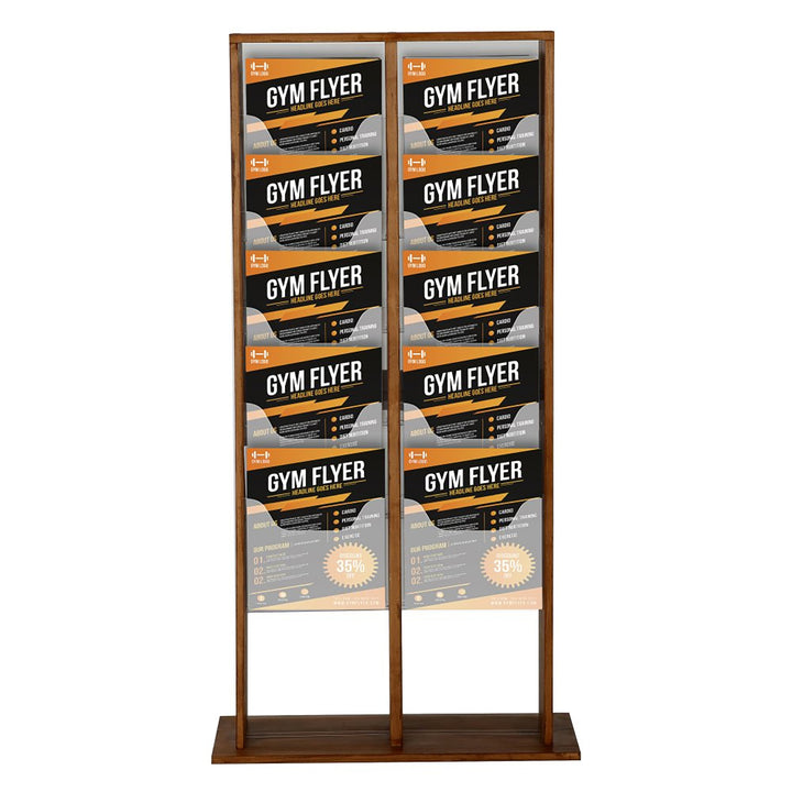 20-Pocket Double-Sided Free-Standing Magazine Rack, Dark Finish
