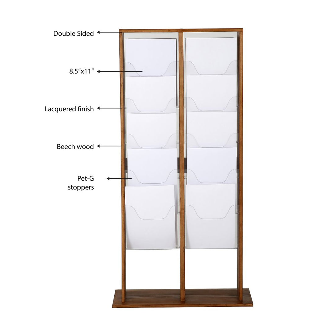 20-Pocket Double-Sided Free-Standing Magazine Rack, Dark Finish