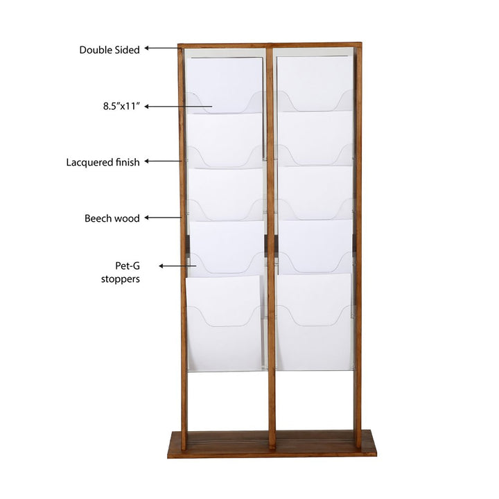 20-Pocket Double-Sided Free-Standing Magazine Rack, Dark Finish