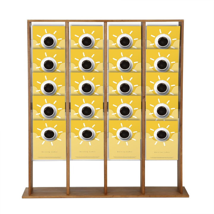 40 Pocket Free Standing Wood Magazine Rack 8.5x11 Capacity, Dark Finish