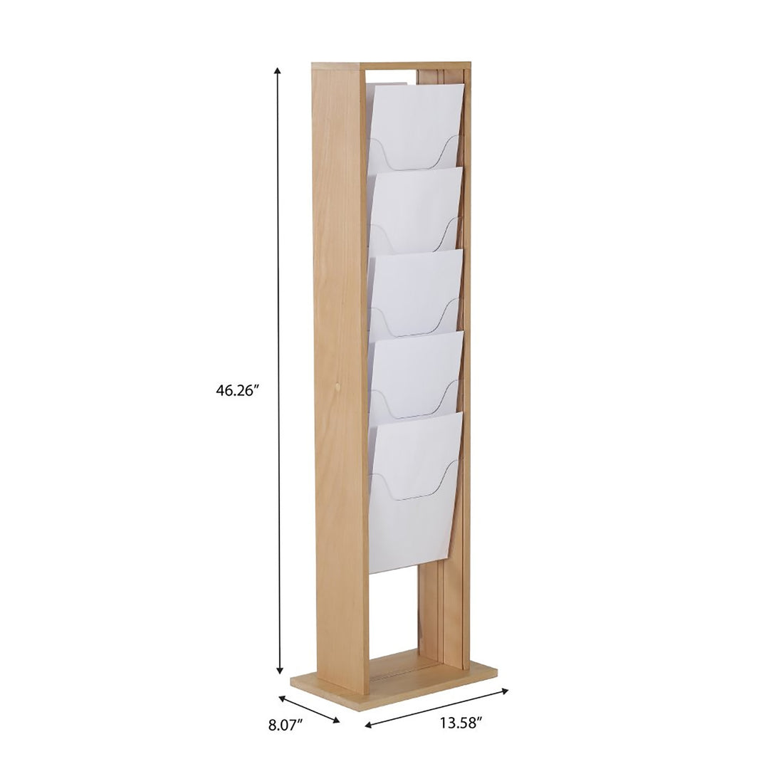 Maple Finish Magazine Rack 10-Pocket Free-Standing Wood Magazine Rack, Natural Finish – Allen Display