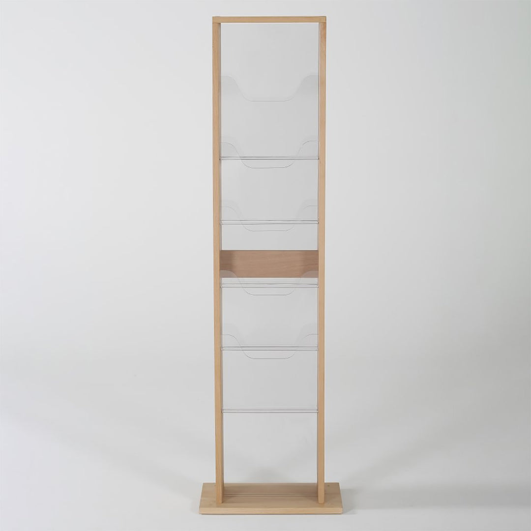 10-Pocket Free-Standing Wood Magazine Rack, Natural Finish
