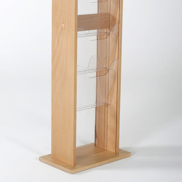 10-Pocket Free-Standing Wood Magazine Rack, Natural Finish