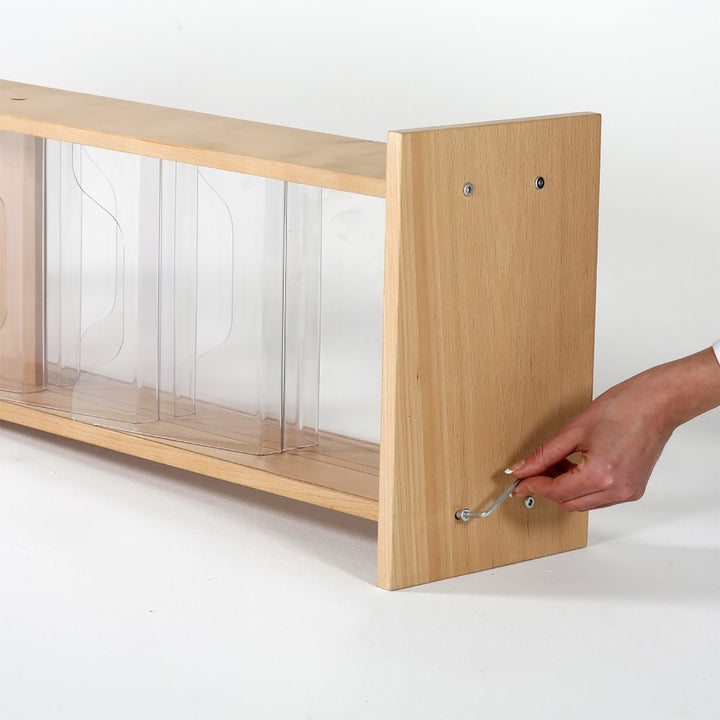 10-Pocket Free-Standing Wood Magazine Rack, Natural Finish