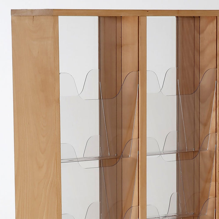20-Pocket Double-Sided Free-Standing Magazine Rack, Natural Finish