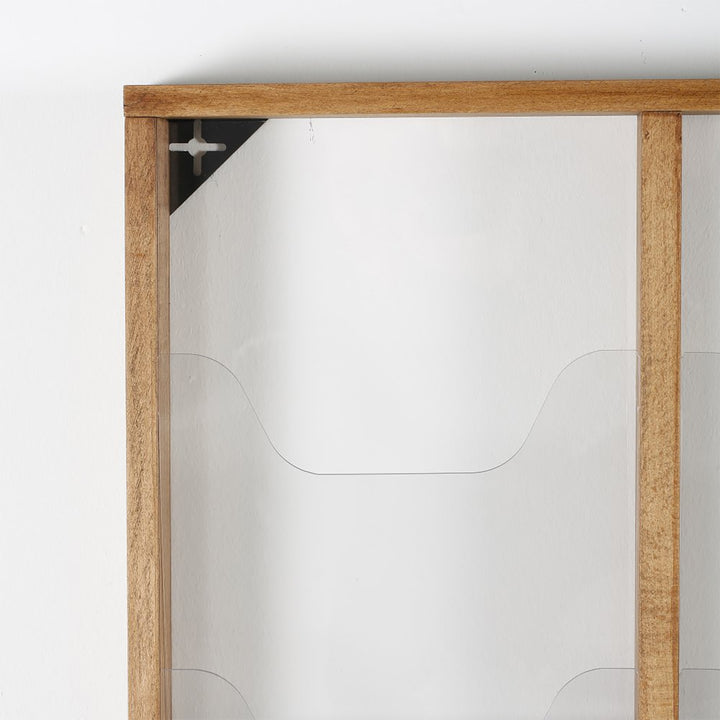 20-Pocket High-Capacity Wall-Mounted Wood Magazine Rack, Dark Finish