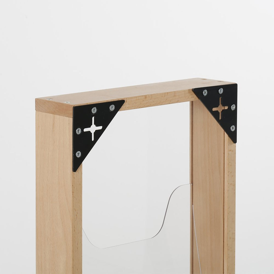 5 Pocket Slim Wall-Mounted Wood Magazine Rack, Natural Finish