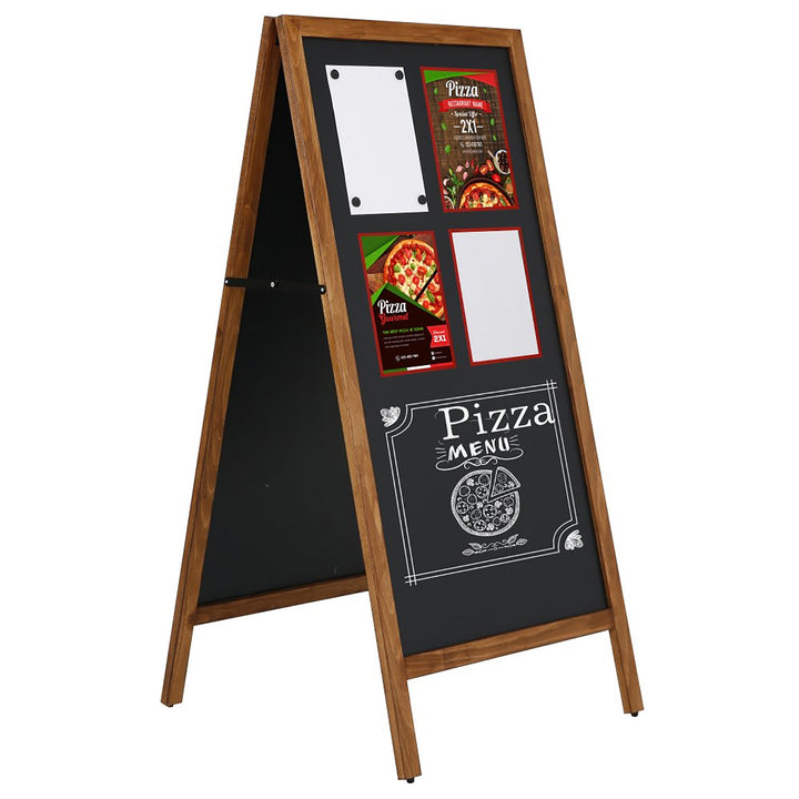 23.6″ x 47.25″ A-Frame Sidewalk Sign, Double-Sided, Chalkboard, Dark Wood Frame