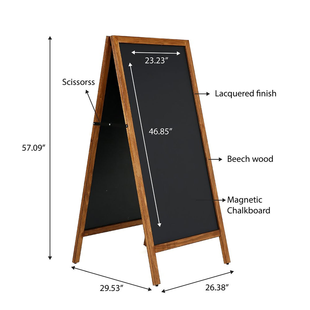 23.6″ x 47.25″ A-Frame Sidewalk Sign, Double-Sided, Chalkboard, Dark Wood Frame